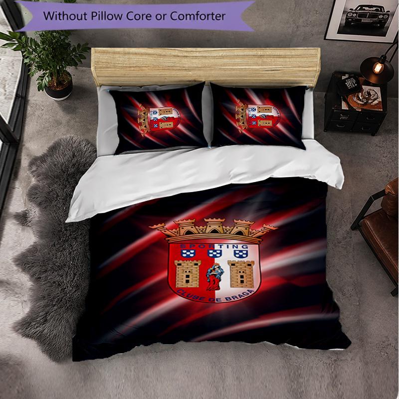 Braga FC Themed Bedding 3Pcs Duvet Cover Set Decorative Bed Linen For Teen Room Home Decoration