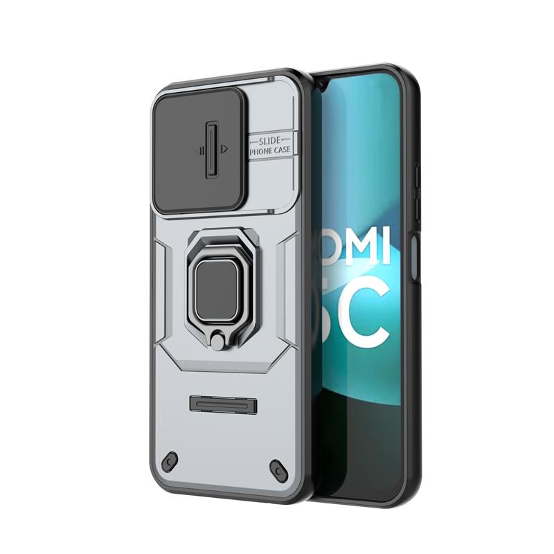 

Чехол для телефона с выдвижной шторкой для Xiaomi Poco C85, противоударный, с кольцом-держателем, магнитная крышка для Poco C85, чехол для Poco C85, чехол для Poco C85, 6,9 дюйма Poco C85 173.16mm серый