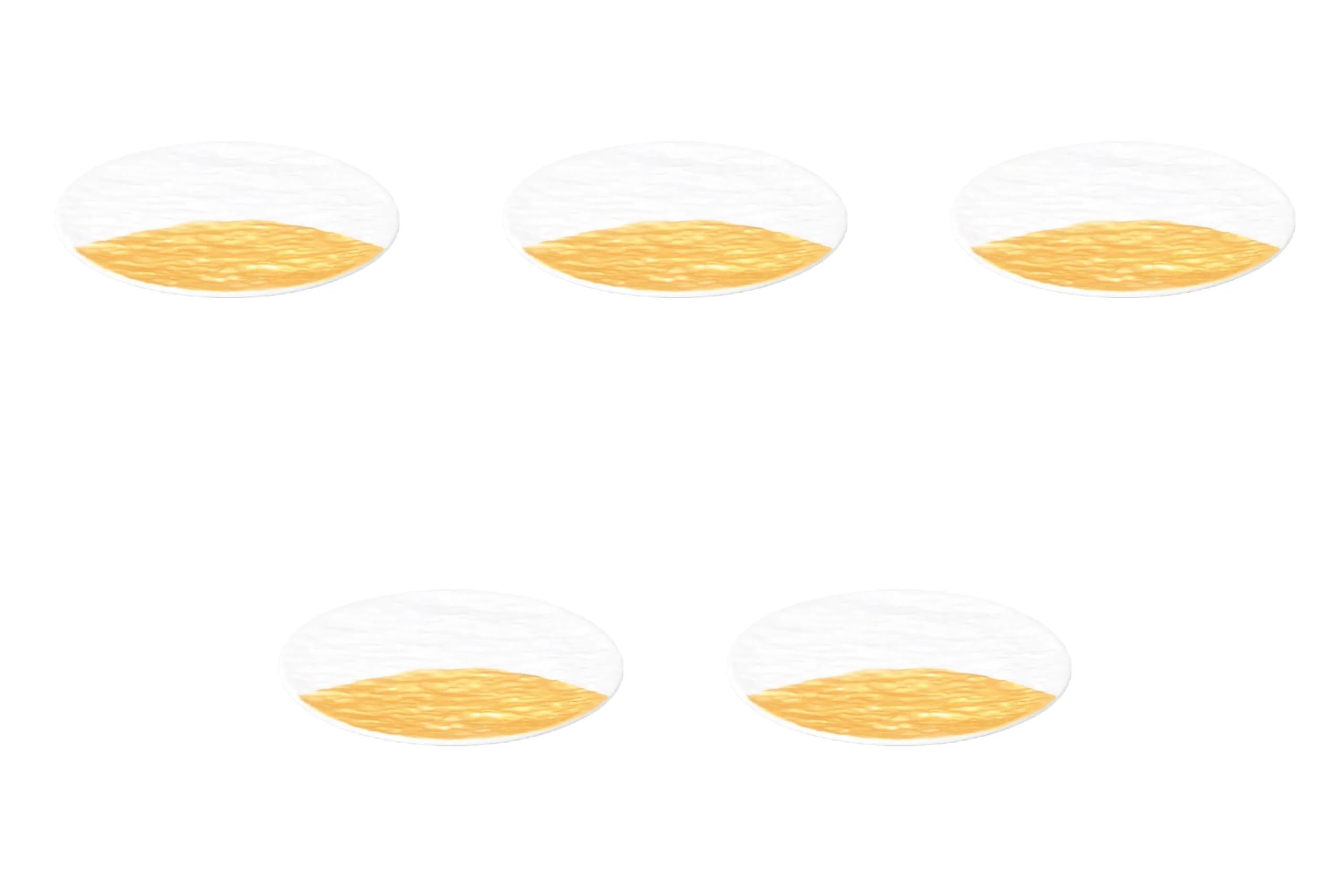 

Set of 5 Flat 17cm x Small Round Plates by Setomonohonpo Gold-painted Half-Moon Stone-Patterned Plates, [17 1.3cm]