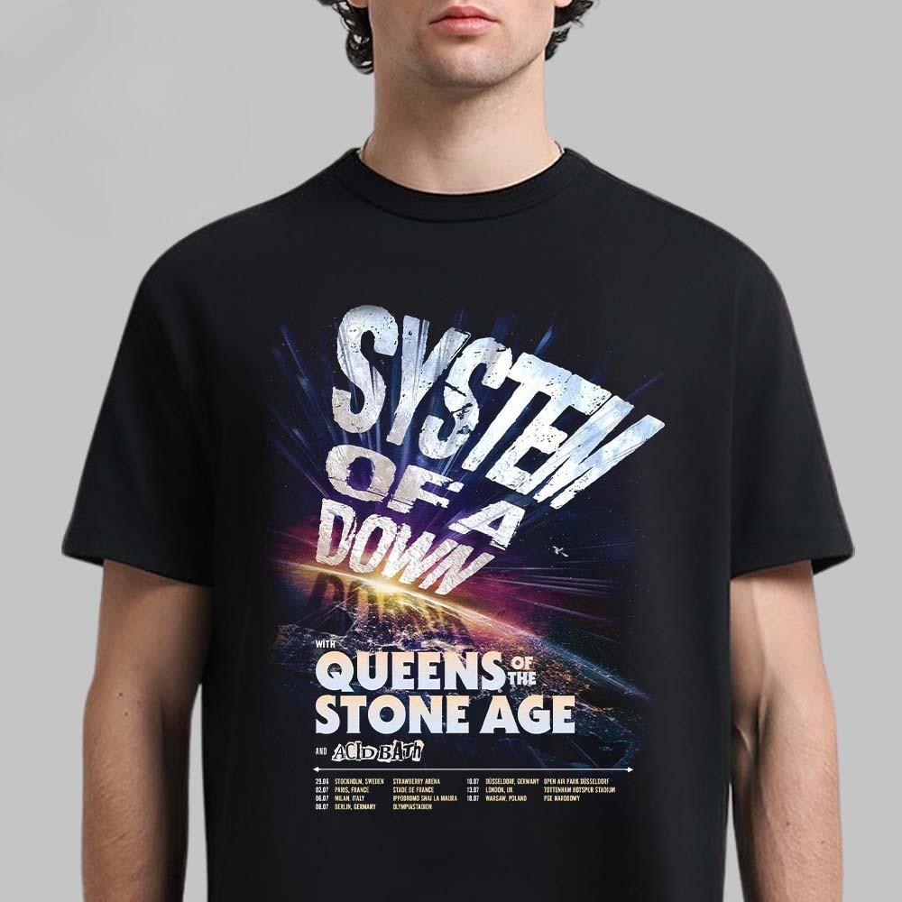 New System of A Down Toronto Canada 2025 Rogers Stadium Venue Tee On September 3 and 5 UFO Skyline City Two Sided Blue T-Shirt