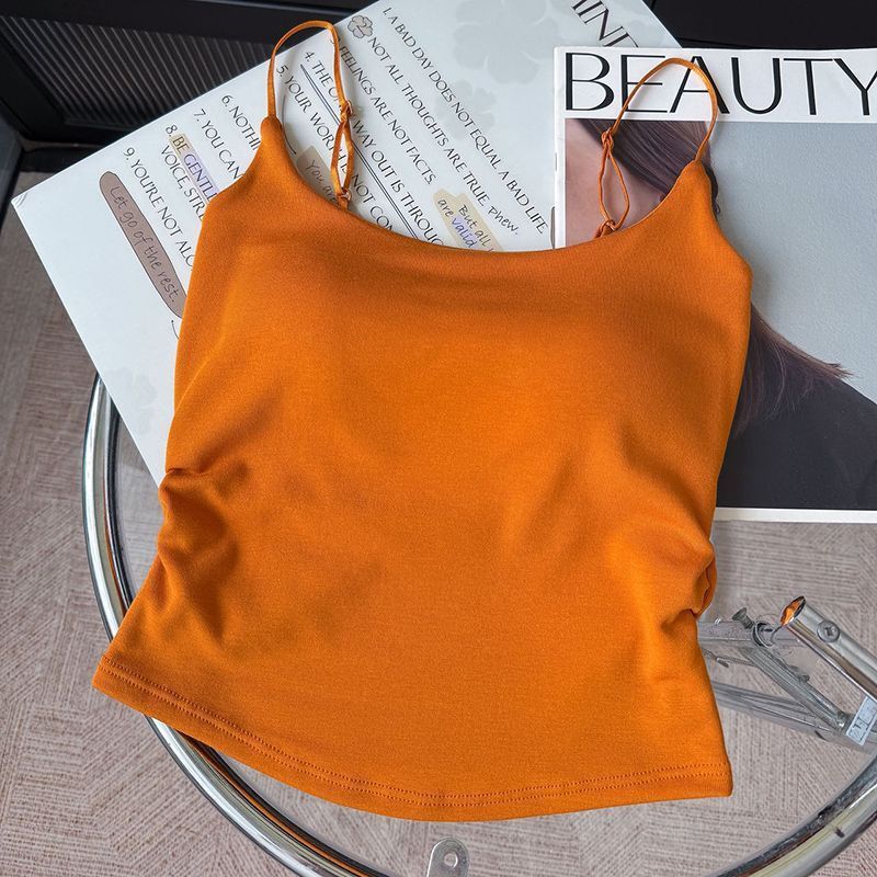 Autumn and Winter New Velvet Sling Vest Thickened Warm with Chest Pad Women's Underwear with Slim Back Top