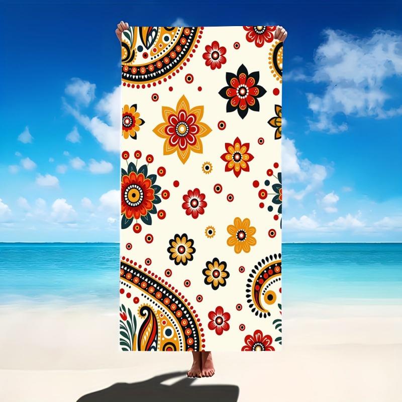 Boho Ethnic Colorful Paisley Floral Print Beach Towel Quick Dry Sand Free Absorbent Blanket Summer Holiday Beach Towel