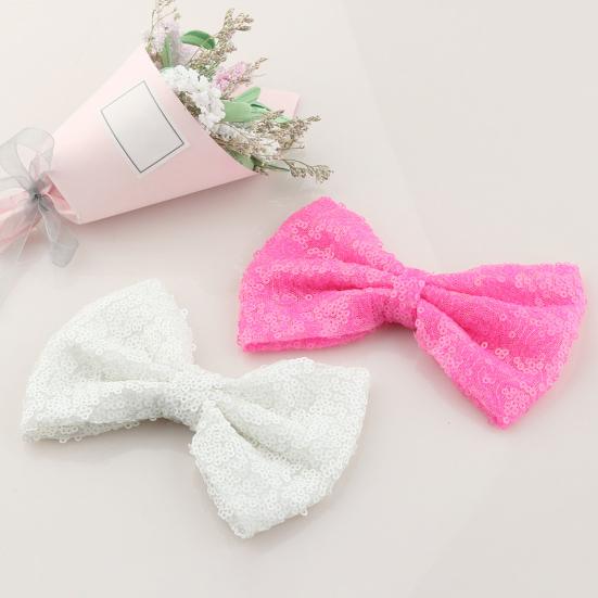 Hairpin Safety Rounded Corner Clip with Burr-Free Metal Spring Bow Shape Shiny Sequin Decoration Hairpin Children Sparkling Hair Accessory