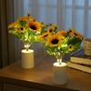 LED-Nachtlicht Nachttisch-Schreibtischlicht Wiederaufladbar per Batterie Leselicht Sonnenblumen-Design 3-LED-Blumentopflicht