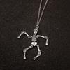 Dark Gothic Retro Sliver Color Skull Bat Wings Pendant Necklace for Women Men Hip-hop Long Sweater Chain Hallowmas Jewelry Gifts