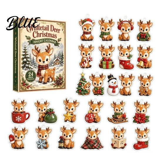 Winter Wonderland Tree Countdown Calendar Christmas Advent Whitetail Deer Decorations 2D Calendar 24-Day with 24
