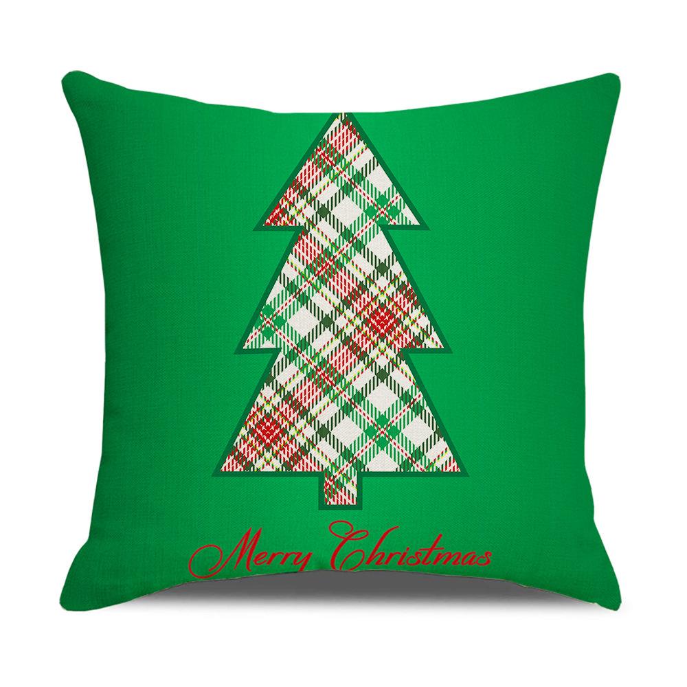 New Home Furnishings Christmas Linen Pillowcase Cartoon Christmas Tree Sofa Cushion Cover Pillow Cover