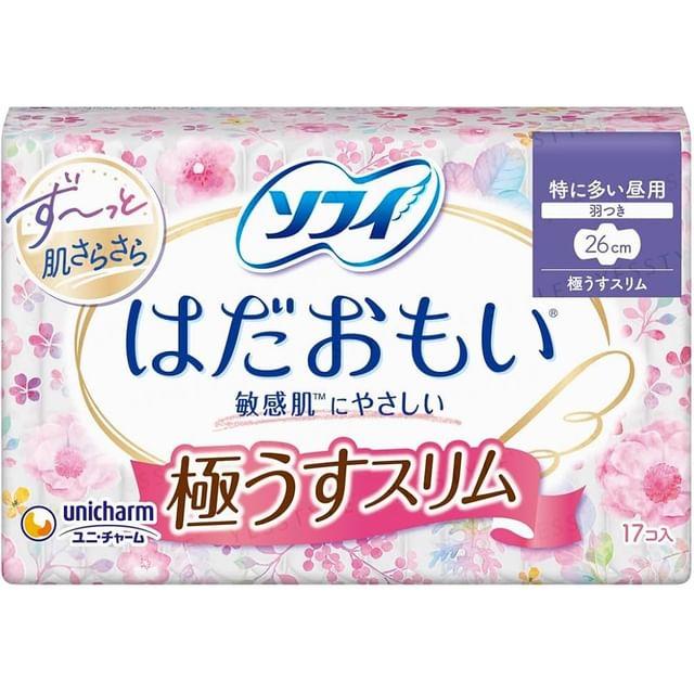 Unicharm - Sofy Hadaomoi U. Thin Slim Day Feminine Pads with Wings 26cm 17 pcs