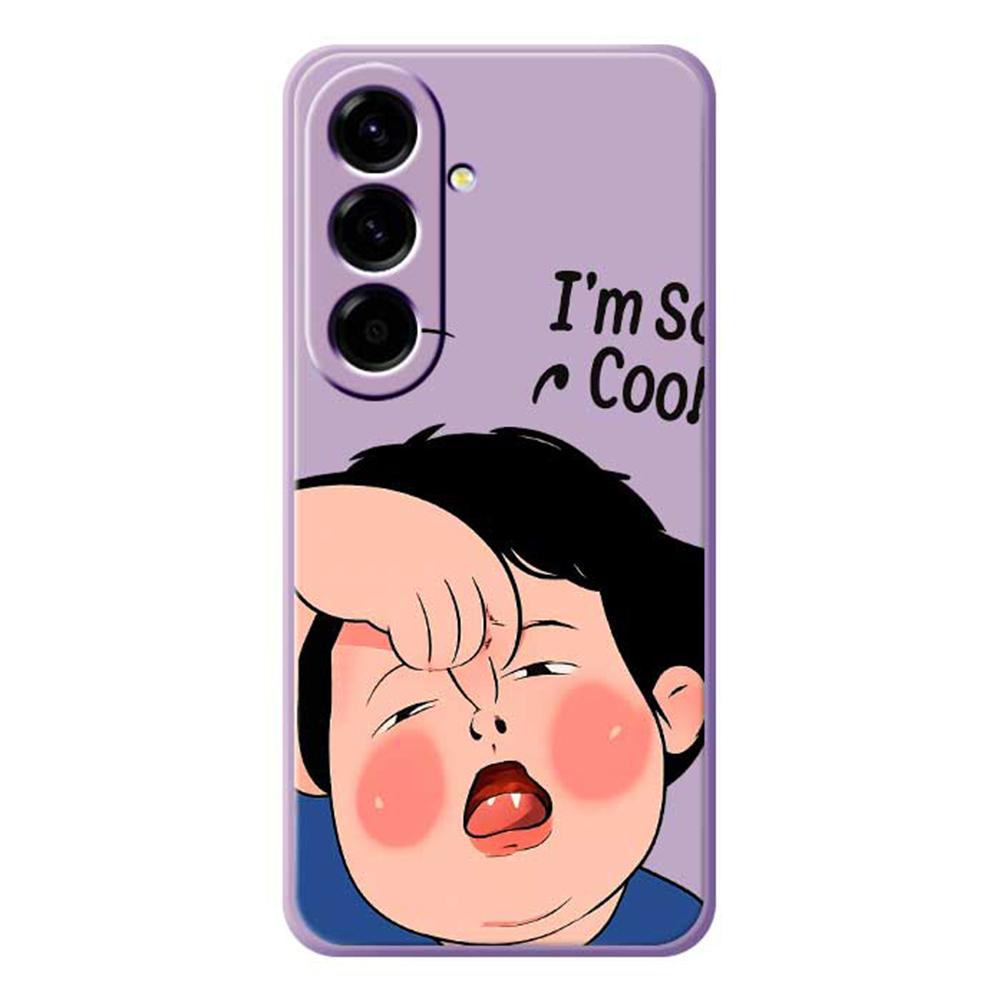 

For Samsung Galaxy A56 5G Case Make Faces Kid Pattern Printing Straight Edge TPU Phone Back Cover Purple
