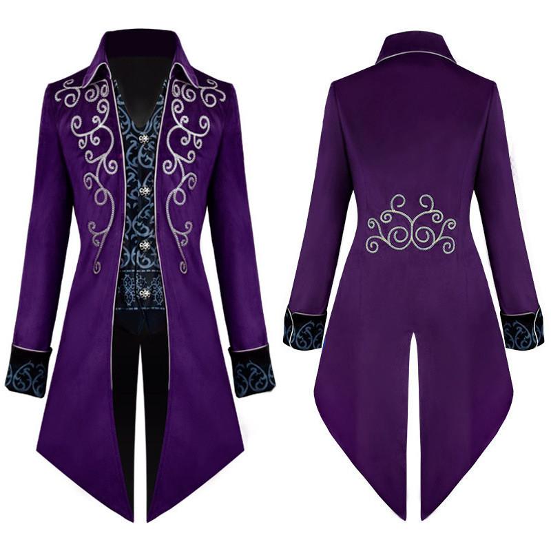 Fantasy European Mens Middle Ages Style Tailsuit With Embroidered Polyester For Stage Performances