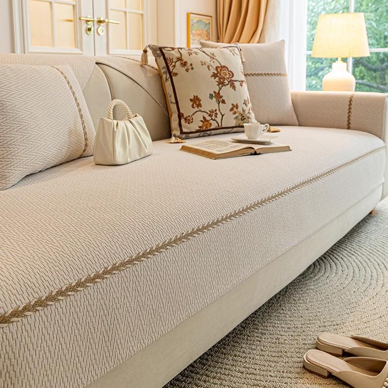 2025 French Cream Leather Sofa Cover: Elegant, Non-Slip, Year-Round Cushion Protector