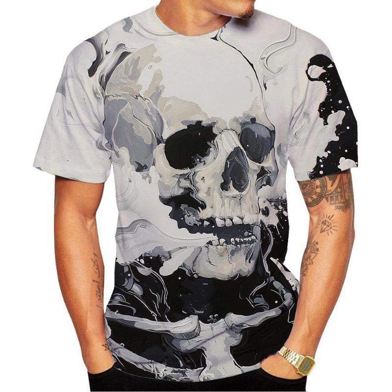 New Fashion Men's Women's Short Sleeve 3D Print Skull Pattern T-shirt Street Style Unisex Novelty Fashion Top Oversized 100-6XL