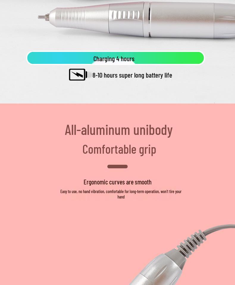 Rechargeable 30,000 RPM Professional Nail Drill for Gel Polish Removal