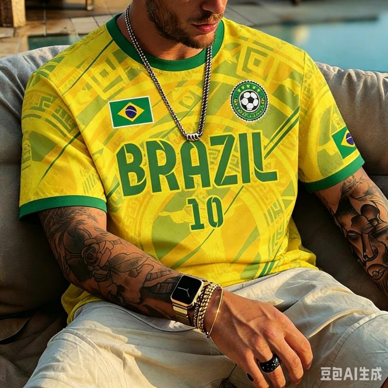 2026 New Australian Themed Football Jersey All-over Green Kangaroo Badge Crew Neck T-Shirt Casual Training Sports Top Unisex