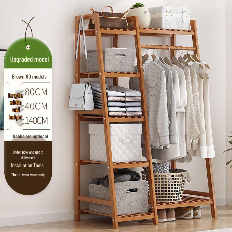 Bamboo Floor-Standing Clothes Rack & Wardrobe Organizer