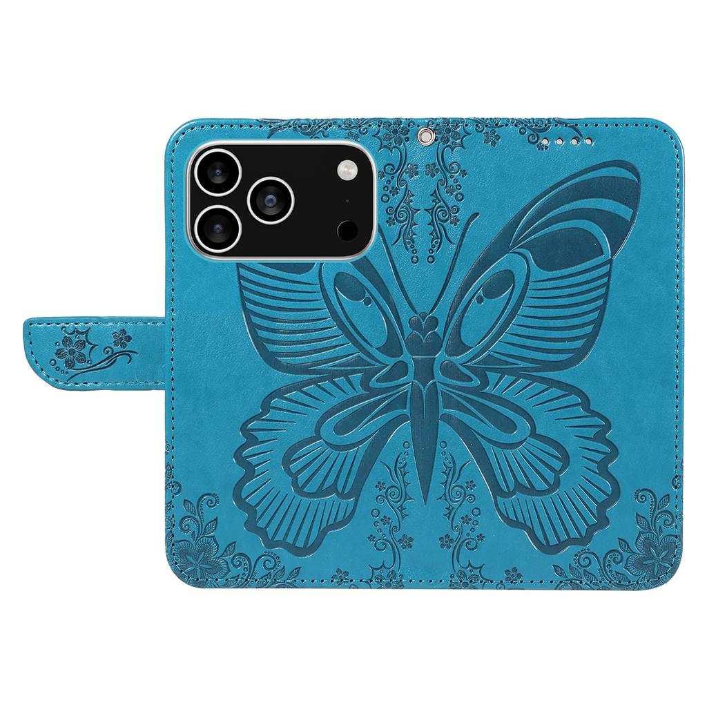 For iPhone 17 Pro Case Butterfly Pattern PU Leather Folio Flip Phone Cover
