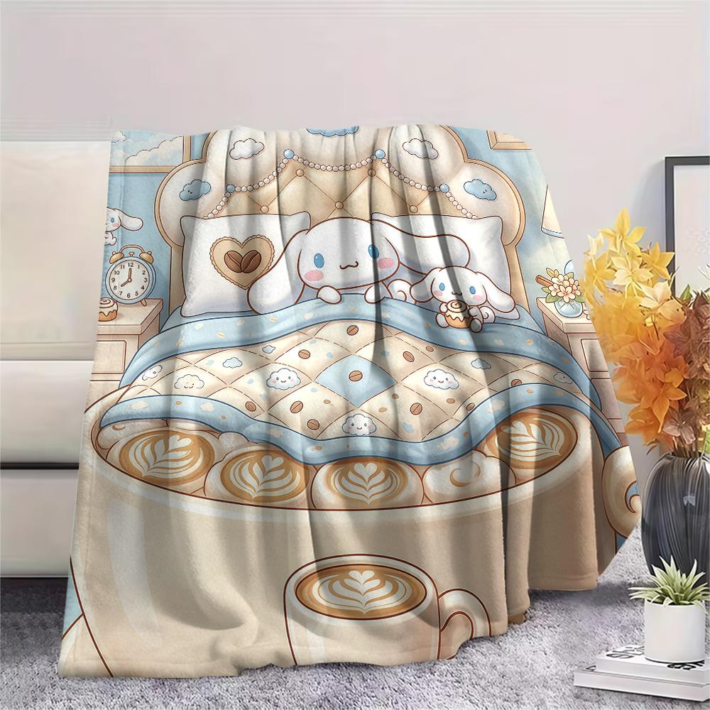 1 Stück Cinnamoroll-Print Flanelldecke, Hohe Qualität für alle Jahreszeiten, Heimdekoration, Wärme und Komfort, Perfekt für Weihnachtsgeschenke