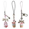 Sweet Cool Bowknot Phone Chain Lovely Rabbit Pendant Keychain Detachable Phone Lanyard Backpack Decoration Keyholder