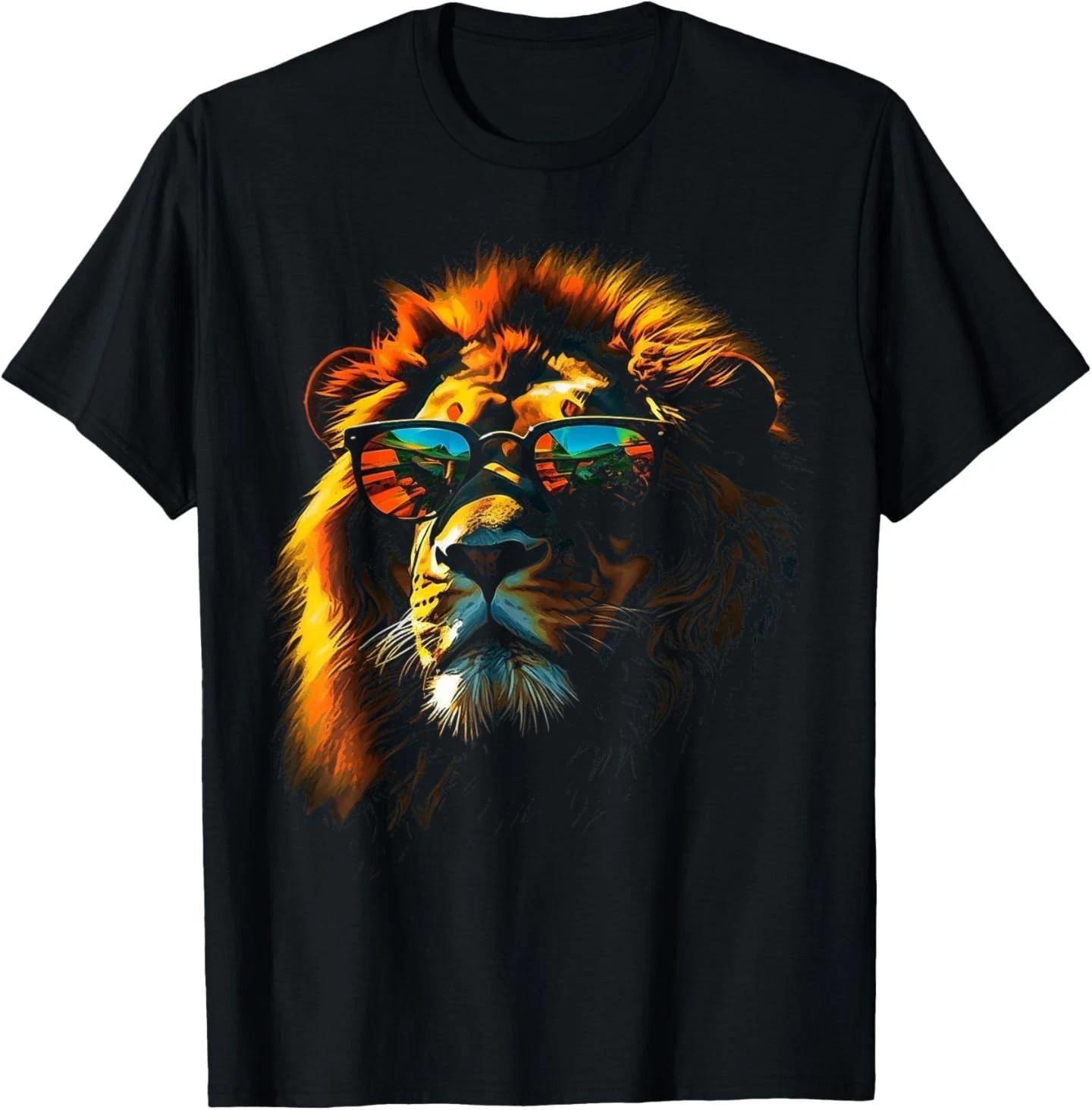 

Lion Artwork Sunglasses Colourful Art Zoo Animal Lion T-Shirt S