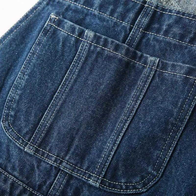 Plus Size Denim Overalls Men's Trend Korean Version of Loose Wide-leg Overalls One-piece Performance Suspenders