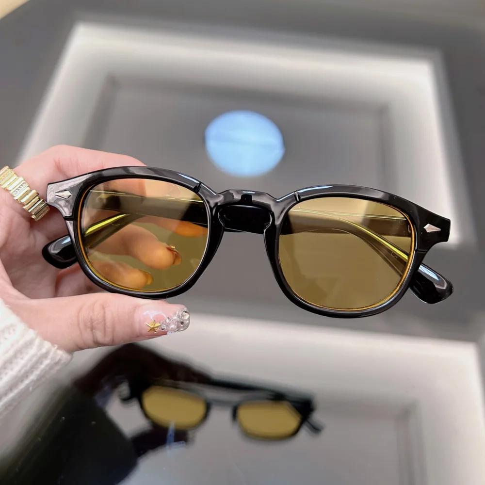 Round Vintage Sunglasses Women Men Brand Designer Rivet Sun Glasses Male Female Fashion Ocean Color Mirror