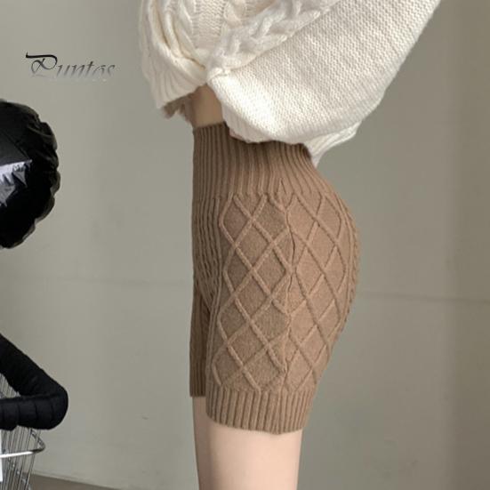 Γυναικεία Χειμερινά Σορτς Βάσης Πλεκτά Ψηλόμεσα Ελαστικά Μονόχρωμα Κρατούν Ζεστά Αντιεκθεσιακά Βασικά Σορτς για Καθημερινή Φορά στο Σπίτι Και Αλλού