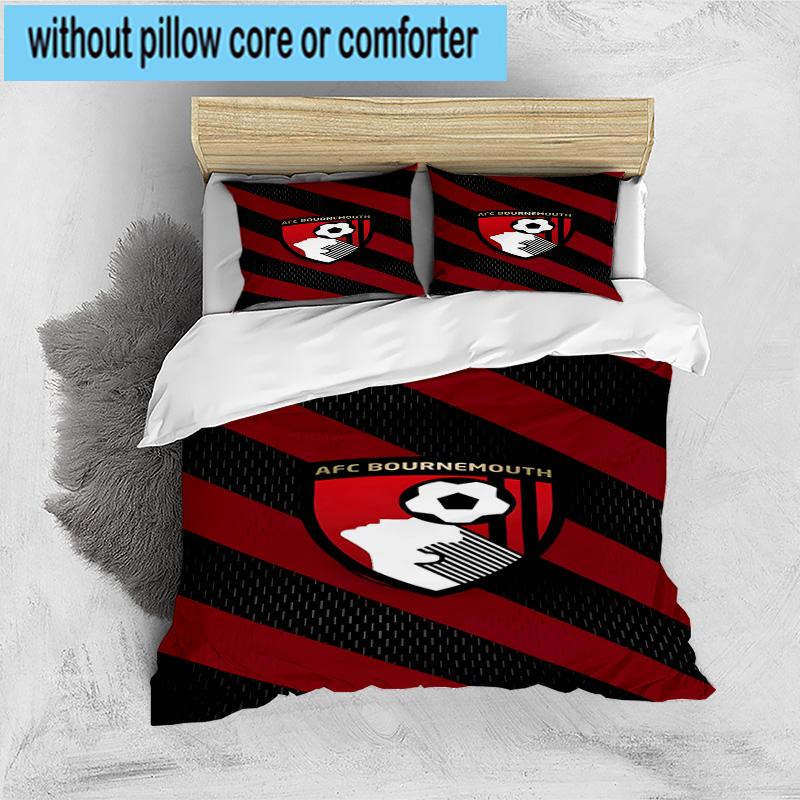 Set Biancheria da Letto Stampato con Stemma AFC Bournemouth 3 Pezzi Copripiumino Chiusura Include 1 Copripiumino e 2 Federe Set Biancheria da Letto Decorazioni per la Casa Regali