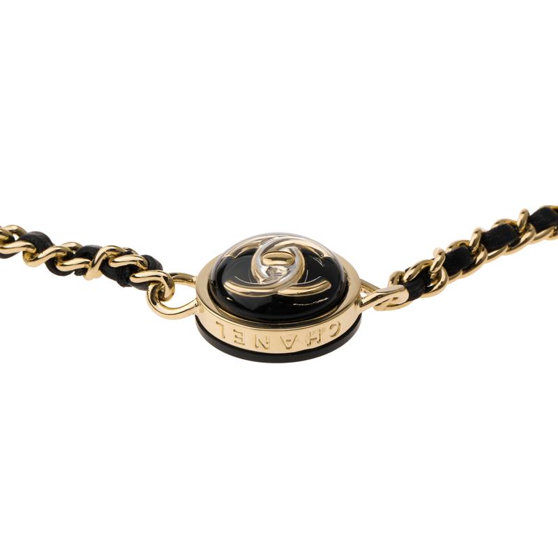Chanel [Primavera ed Estate 23] 23P logo a doppia C bottone girocollo collana in metallo da donna oro/nero