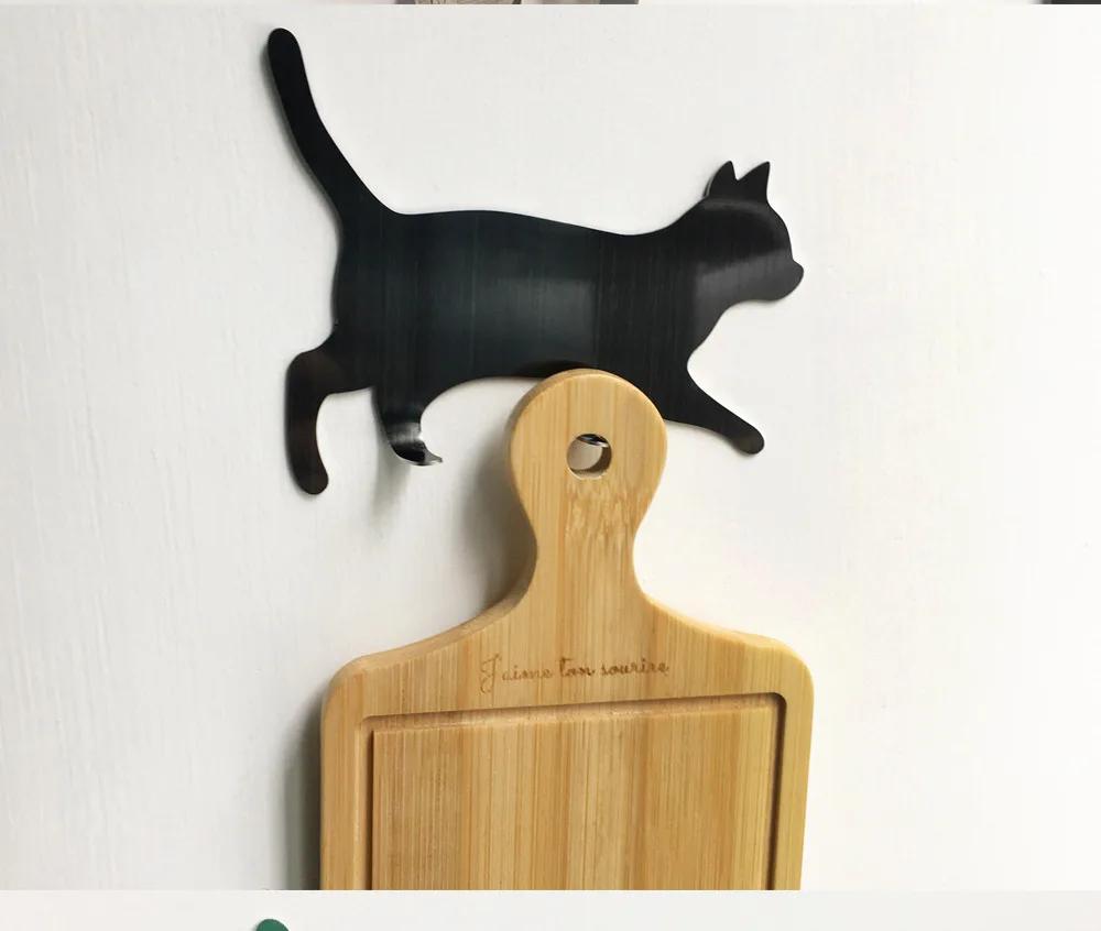 Kitchen Wall Door Metal Hook Key Hanger Cat Tail Shaped Decorative Holder Clothes Storage Rack Seamless Hook Tool Accessories