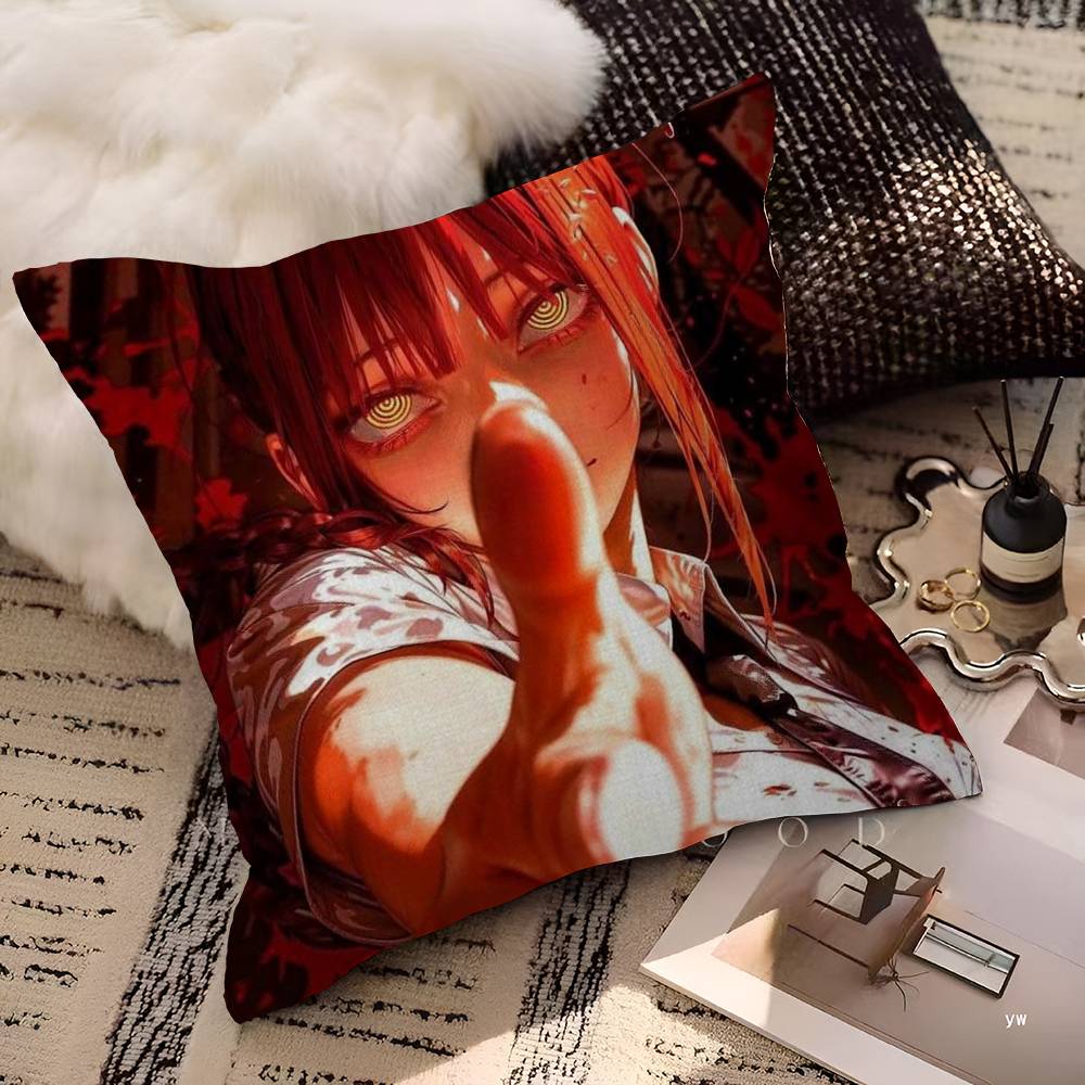Anime M-Makima Chainsaw Man Cushion Cover Inches Farmhouse Decor Home Throw Pillow Covers for Couch Decorations