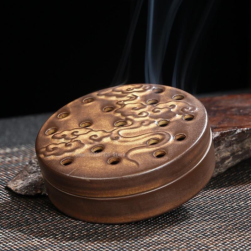 4-hour Coil Incense Burner Ceramic Retro Hollow Aromatherapy Stove Home Tea Room Decorations Relaxing Purifying Fragrance Tools