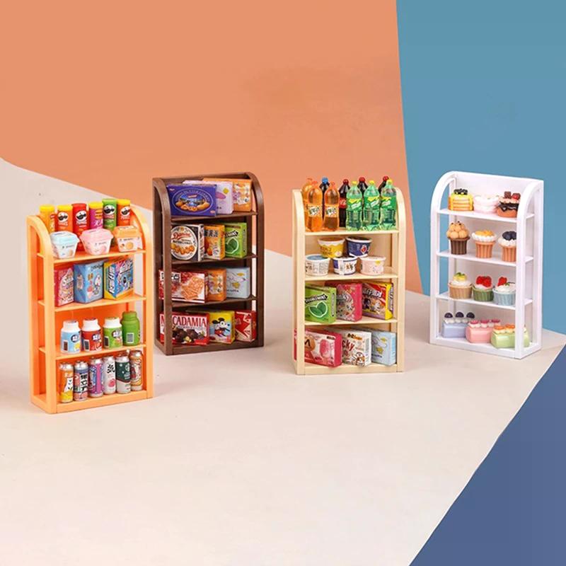 1:12 Miniaturowy Półka Supermarketowa Stojak Ekspozycyjny Półka do Przechowywania Dekoracja Sceny Zabawka Akcesoria do Domku dla Lalek