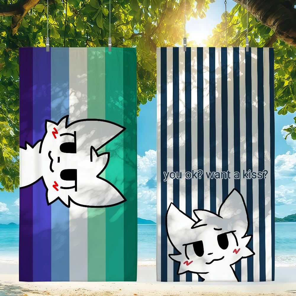 Cartoon Studi01 Boy kisser Cat Towel Quick Drying Beach Towels Are Suitable For Swimming Pools Camping Yoga And The Gym