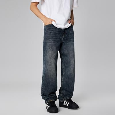 Frühling Vielseitig Locker, Nicht-elastisch Locker Gerade High Street Weiter Bein Herrenjeans