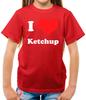 Eu Amo Ketchup - Camiseta Infantil - Tomate - Engraçado - Molho Vermelho - Amante - Comida