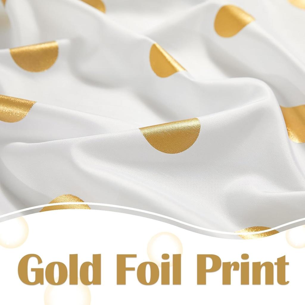 Polka Dot Shower Curtain - White & Gold, Golden Foil Dots, Machine Washable
