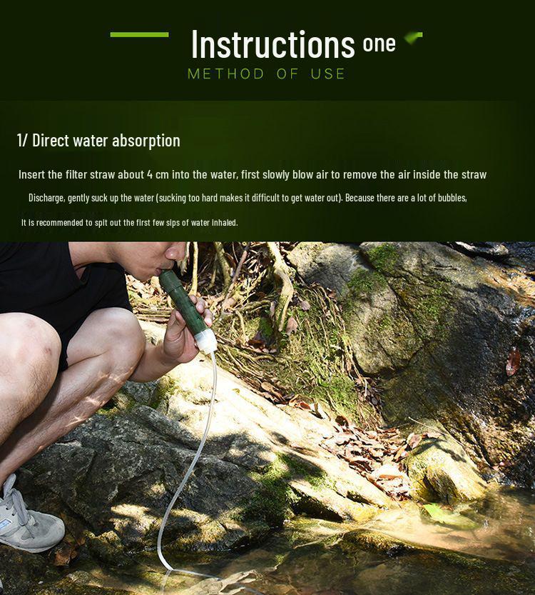 Portable Outdoor Water Purifier Straw with Ultrafiltration Membrane for Camping and Picnic