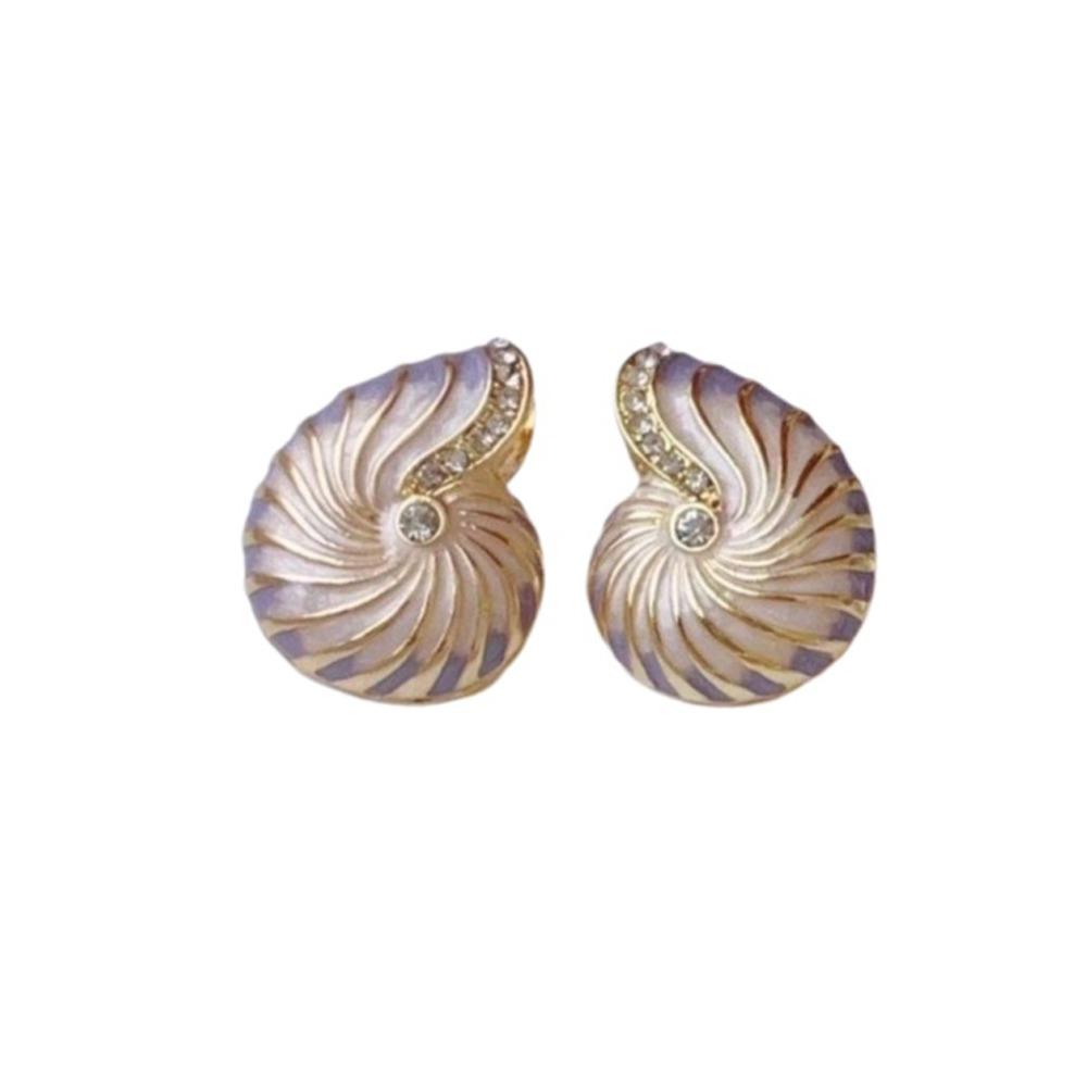 Zircon Nautilus-shaped Earrings Dainty Metal Stud Earrings Vintage Bohemian Earrings Seaside