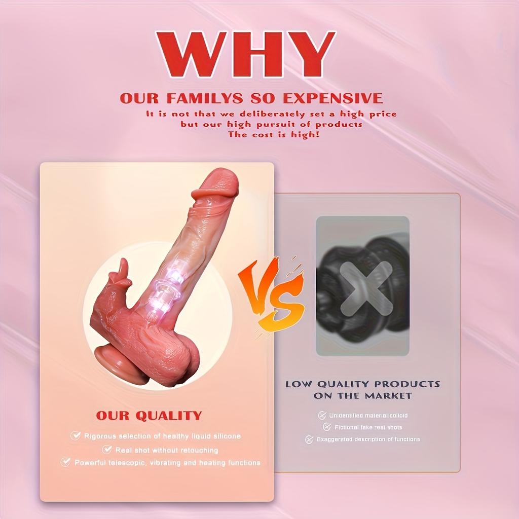 Sexy 9 Inch Male/Female Dildo with 10 Powerful Thrusting Modes, Slow Heating, Remote Control, and 360° Rotation - Adult Toy for G-Spot Stimulation