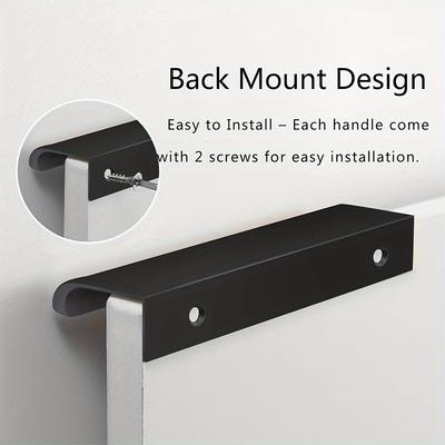 Black Back Mounted Finger Edge Pulls 10pcs Aluminum Handles for Home Living Room Furniture with Screws