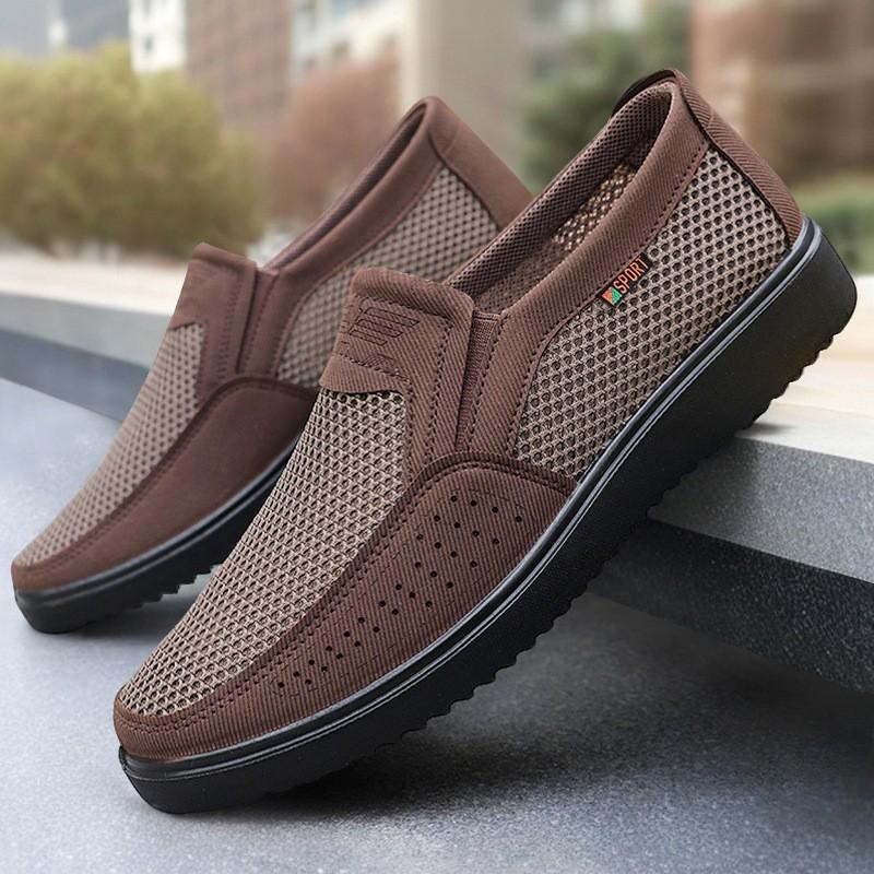 Old Beijing Cloth Shoes Men's Mesh Breathable Soft Sole Casual Shoes Dad's Shoes Summer Light Men's Shoes