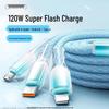 Ice Crystal Gradient 3-in-1 Braided Fast Charging Cable for Huawei, Honor, and Apple Devices