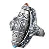 Adjustable Vintage Style Silver Ring with Intricate Engraved Patterns and Sculpted Animal Head Design Unique Open Band Jewelry for Daily Wear