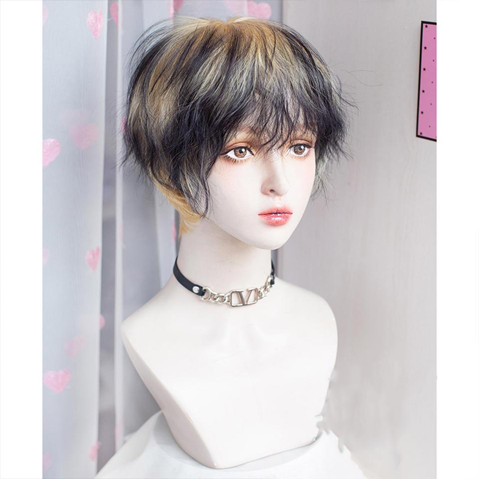 Short Curly Cosplay Men Boy Party Light Yellow Synthetic Heat Resistant Hair Wigs Men's Breathable Wig