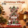 Wooden Holiday Tabletop Ornaments Christmas Windmill Ornament, 2D Rotating Decoration, Santa Gift for Family Centerpiece Table Mantel Shelf