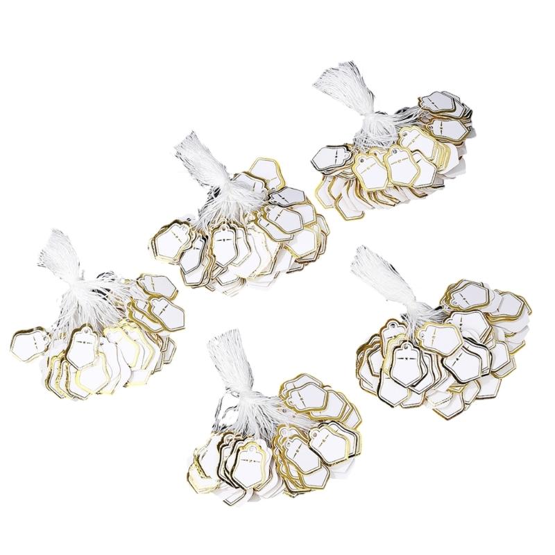 Förpackning med 500 st Guld/Silver Pappersstjärna Formade Prislappar Stadigt Papper Förstansade Hål För Detaljhandel Smyckesdisplay Festdekorationer