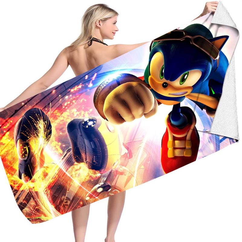 Sonic Beach Towel Microfiber Bath Towel For Kids And Adults Soft And Cozy With Eye-catching Design