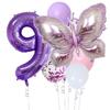 10pcs Purple Butterfly 40inch Number Balloon Set Large Colorful Butterfly Foil Ballon Baby Shower Birthday Party Christmas Decor