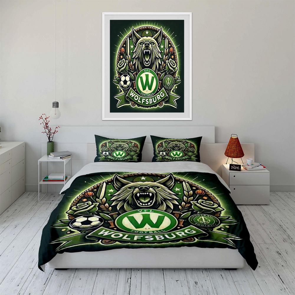 VFL Wolfsburg Football Bedding Set Bedding Duvet Cover Set Duvet Cover Pillowcases Home Decor (1 * Duvet Cover 2 * Pillowcases, without duvet insert)
