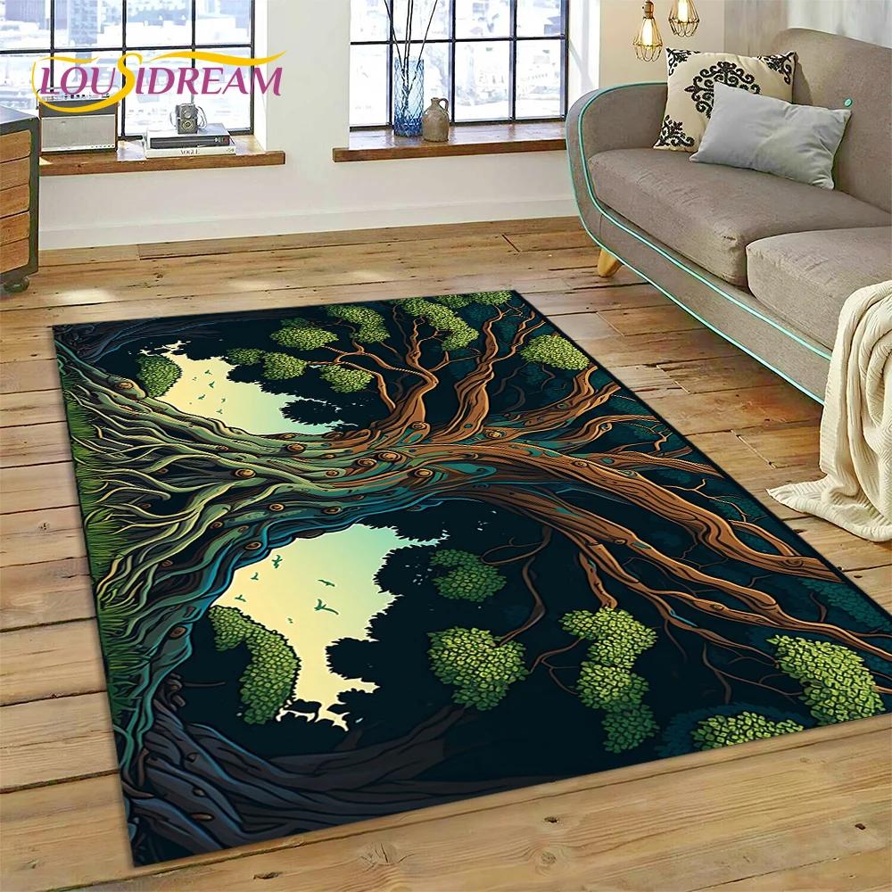 Tree of Life Nature Viking Yggdrasil Norse Carpet Rug for Bedroom Living Room Home Sofa Decoration,Child Large Decor Floor Mat
